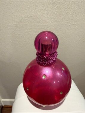 Ornamental Pink Glass Bottle Vase with Beaded Neck